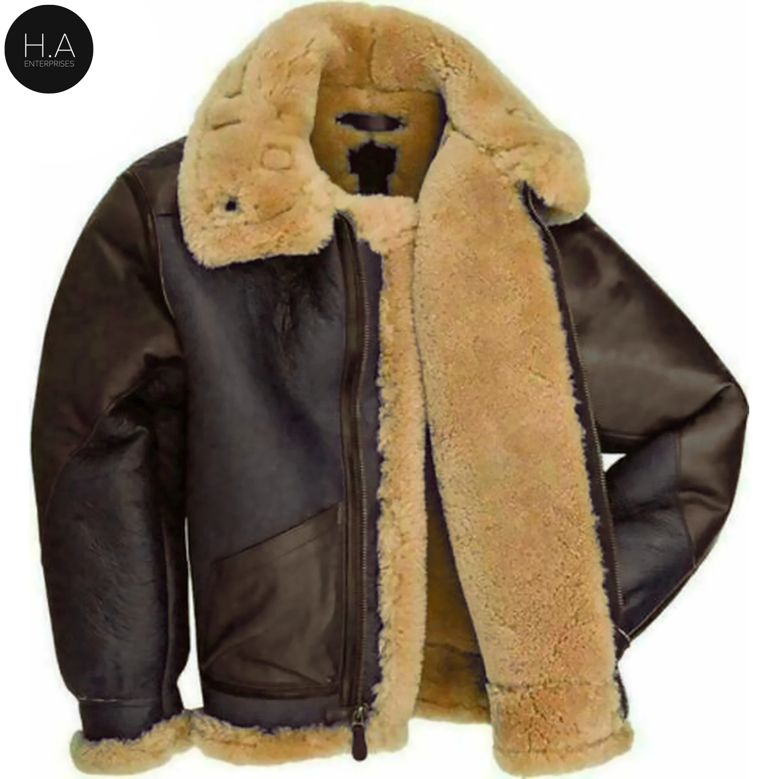 Latest design loose leather fur jacket for men Maroon Fur Bomber Real Leather Jacket For Men