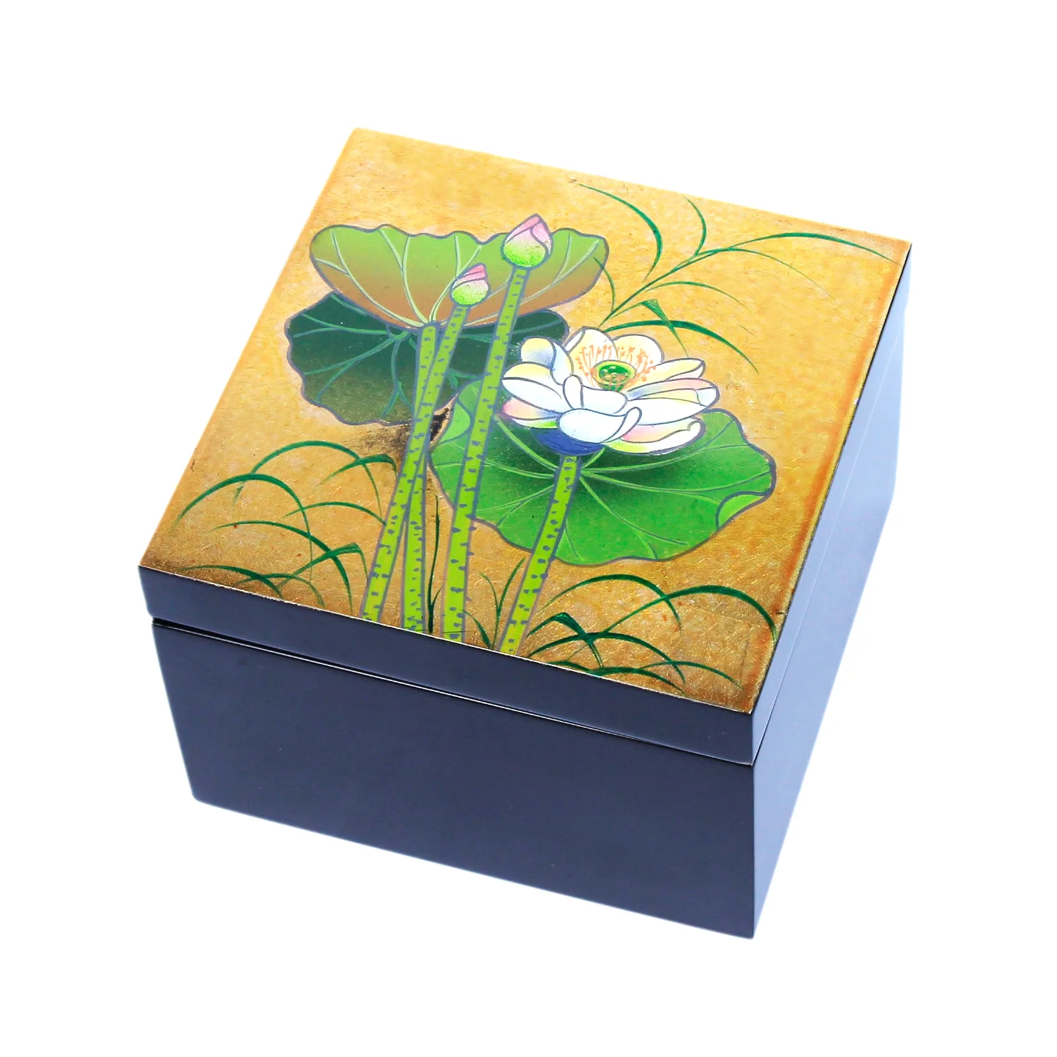 
Luxury Design Hand Painted Black Lacquer Box Finish Wooden Box 1pcs Different Size Small Lacquered Case 