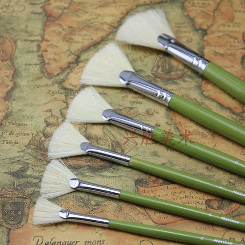 Matisse 6/set good quality fan type bristles hair professional artist oil acrylic gouache paint brush for painting set
