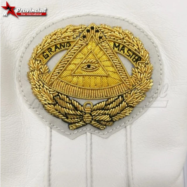Soft Leather Masonic Gloves Grand Master Bullion Embroidery / High Quality Masonic Gloves Grand Master