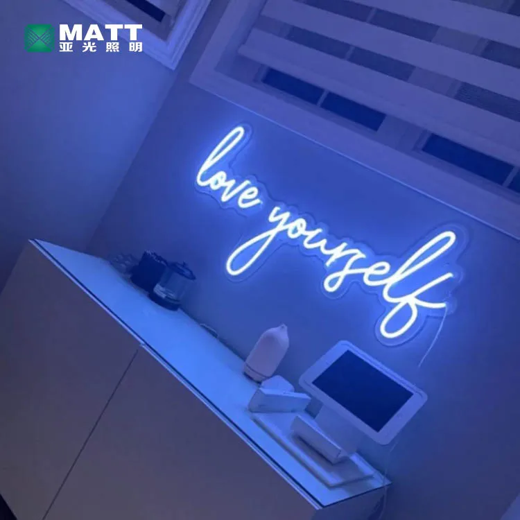 MATT No MOQ Solar Large Marquee Alphabet Letters Acrylic 75cm Love Yourself Neon Sign for Girls Bedroom