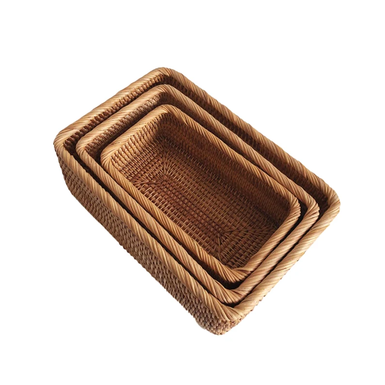 New Combo 3 Products Factory Manufacture Bamboo & Rattan Basket High Quality Home Decoration