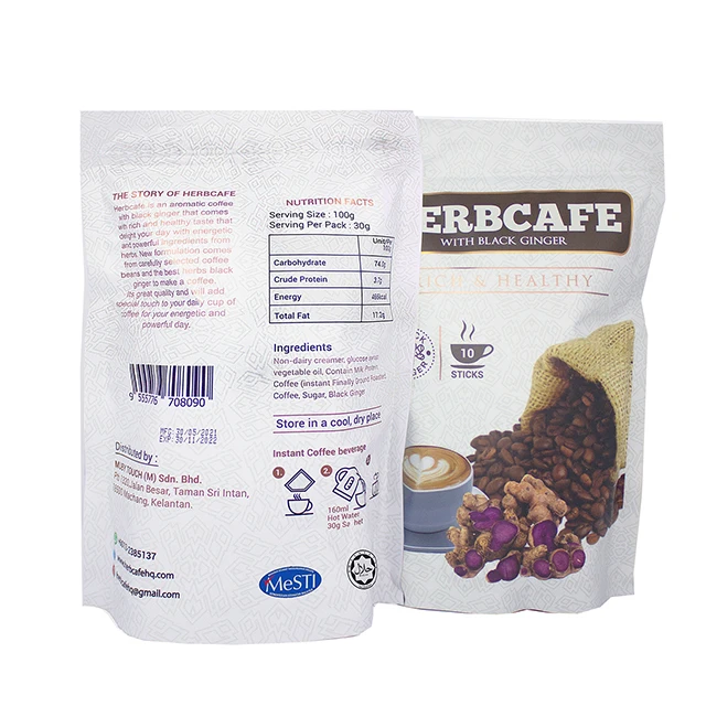 Healthy Coffee Herbcafe Black Ginger aromatic coffee with rich and healthy taste 30g each pack for daily breakfast