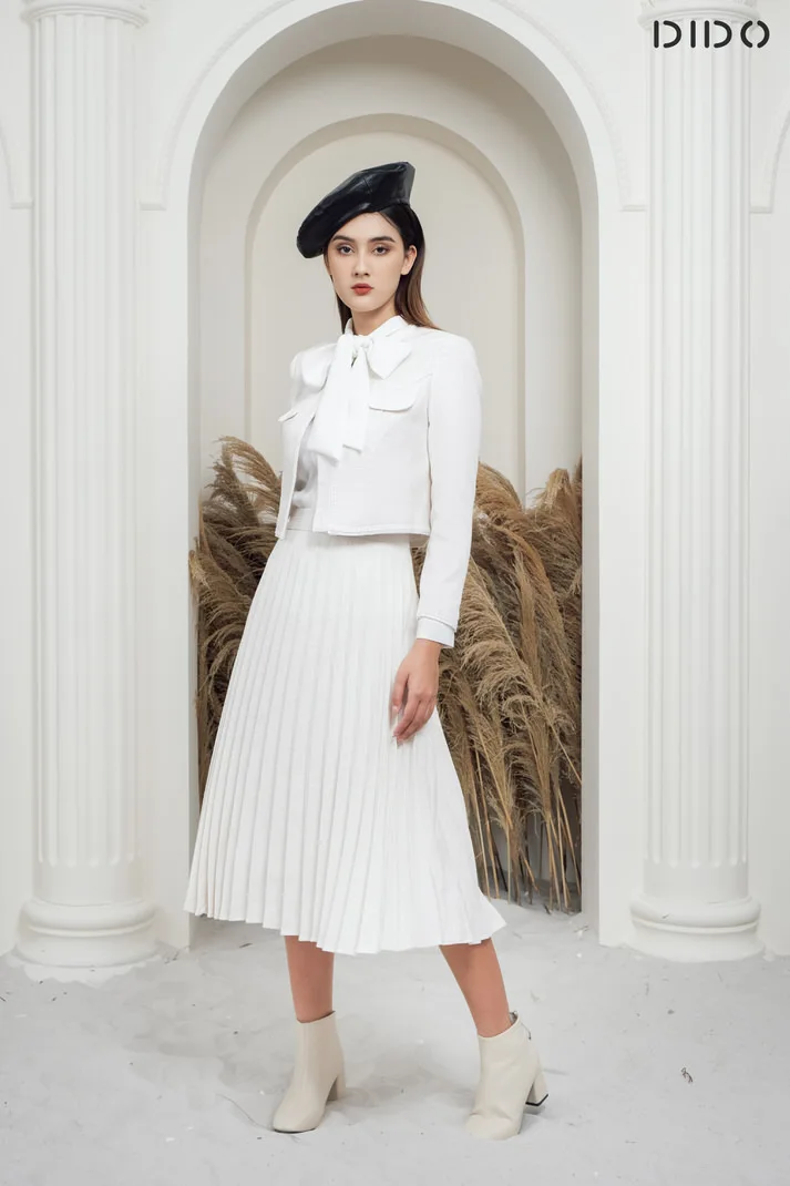 New Arrival !!! Wholesale Casual Dresses Womens Skirt Outfit Set Dress Fabric tweed Fashion clothing for women from Viet Nam