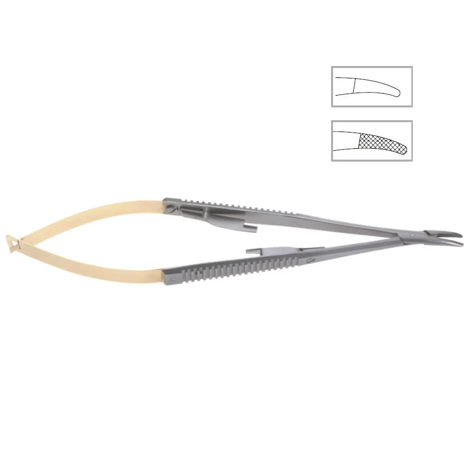 Игольчатый держатель Castroviejo с вставкой из карбида вольфрама 15 см изогнутый замком