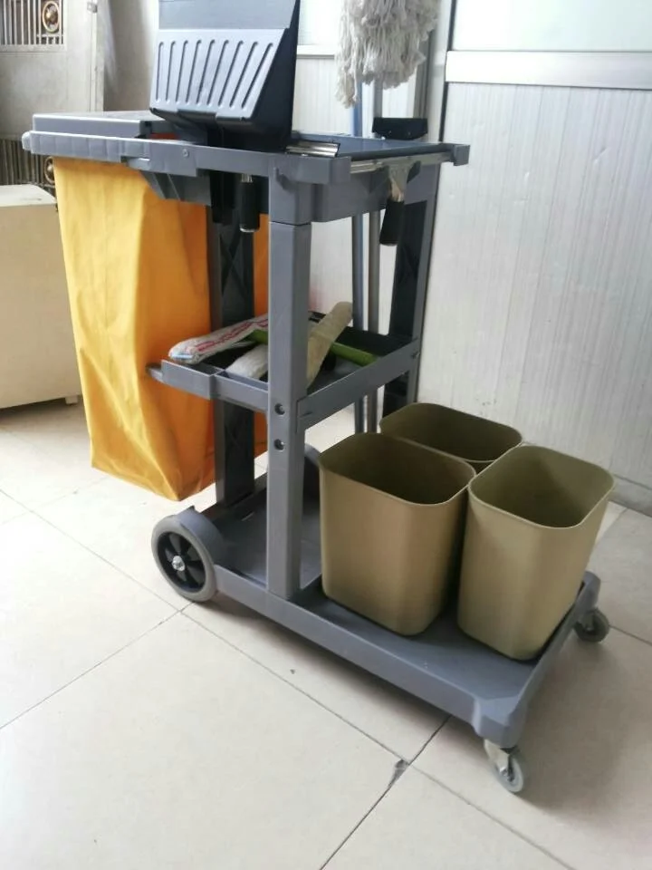 
Portable Multipurpose Plastic Housekeeping Janitor Motel Hotel Cleaning Cart with wheels 