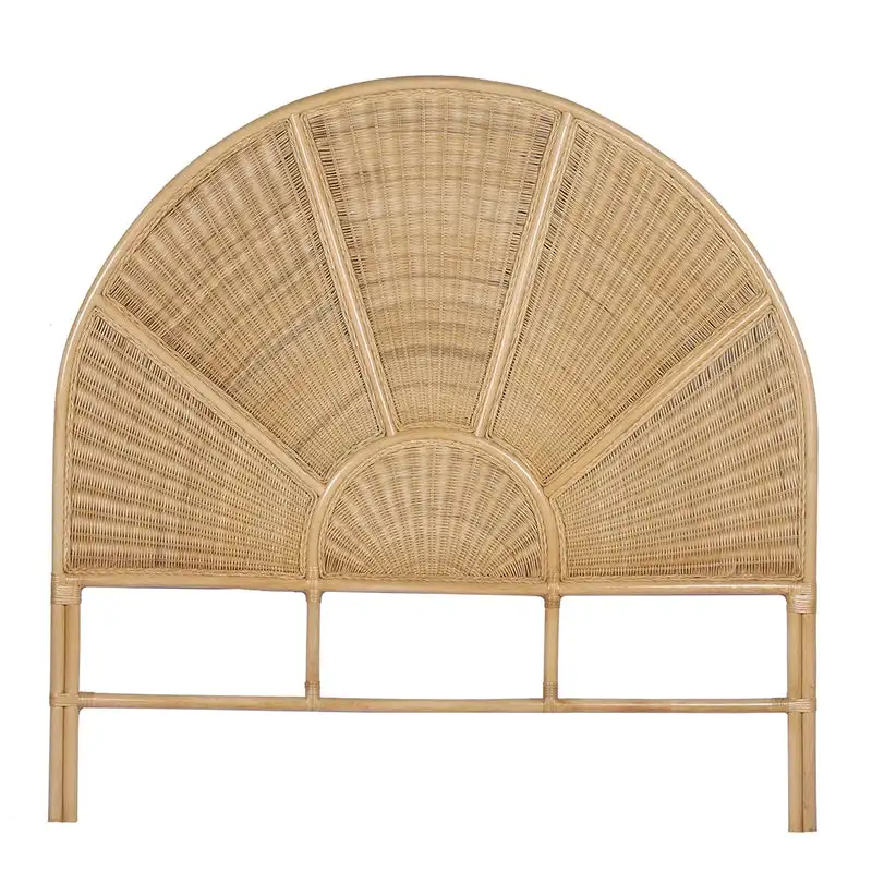 Wholesale Simple Rattan Headboard Bed Design Hotel HomeStay  Velvet Bed Frame Queen Double Wooden Bed