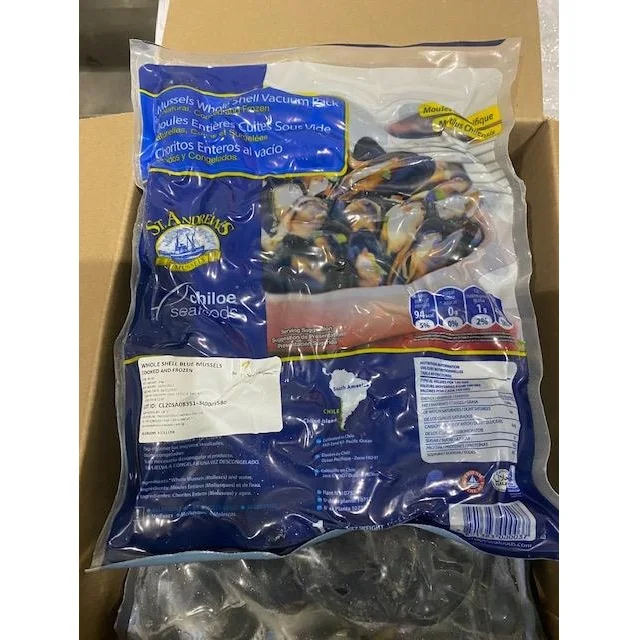 Top Quality Seafood Vacuum Pack In Shell (40-60 pcs/kg) Colour Bag 1 kg/pkt Whole Frozen Cooked Blue Mussel