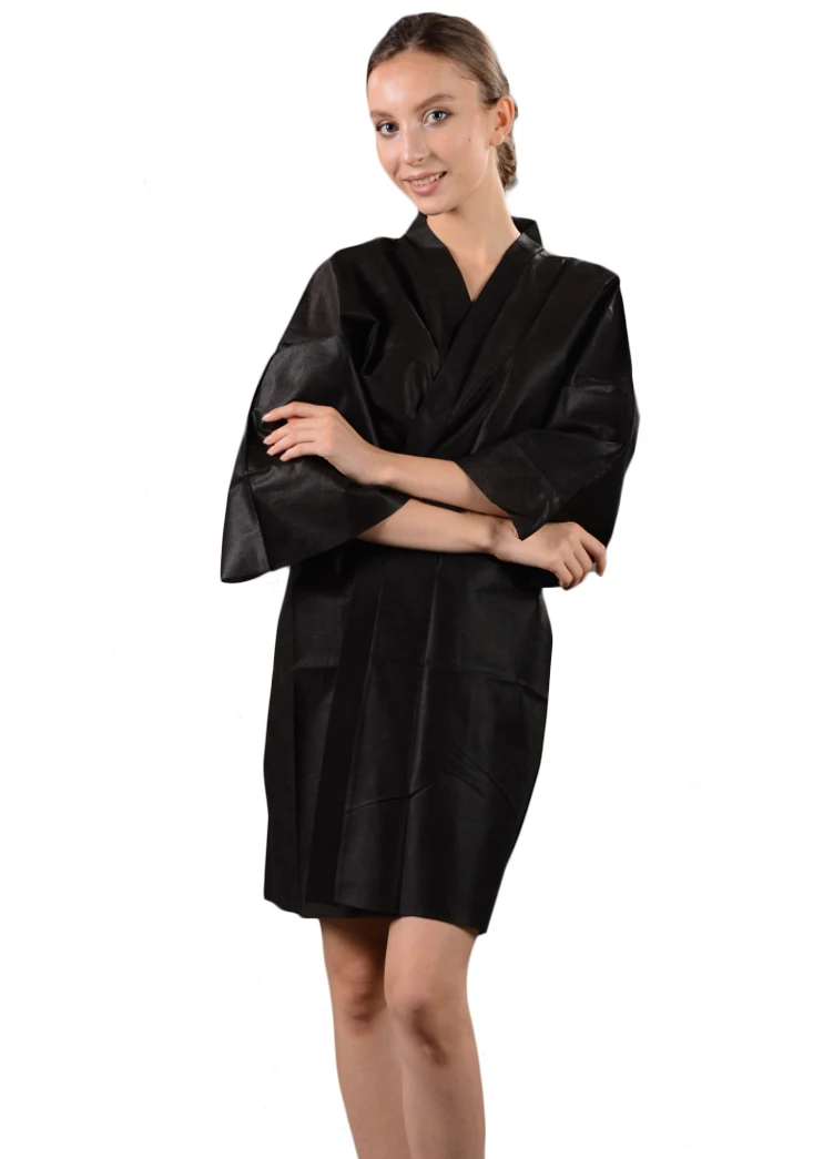 Disposable kimono for beauty salons / Cheap Disposable spa wear non woven  kimono robe