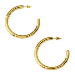 High Quality Good Price Stainless Steel Custom Gold Plated Thick Chunky Open C Shape Stud Ear Piercing Ohrring Big Hoop Earring
