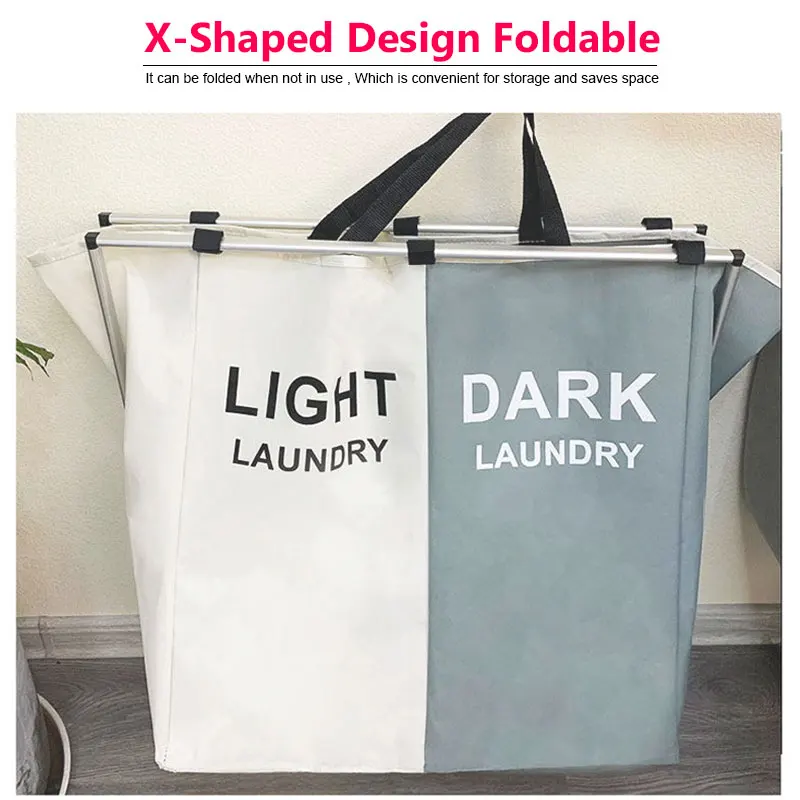 Trendy Multi Purpose New Modern Storage Double Folding Collapsible Laundry Basket