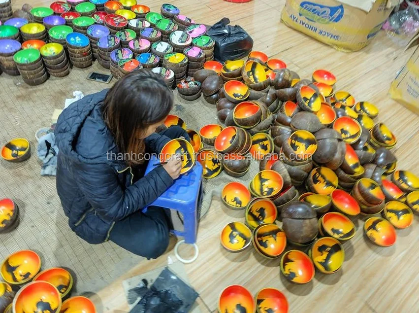 Хит продаж резная чаша из кокосовой скорлупы/кокосовые кухонные аксессуары оптовая