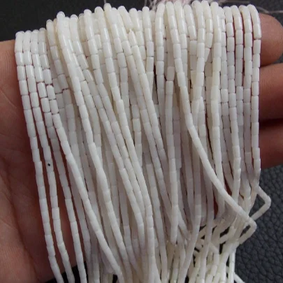 White Coral Smooth Tube Shape Beads Drum Cylinder For Making Jewelry Wholesaler Supplies 100%Natural