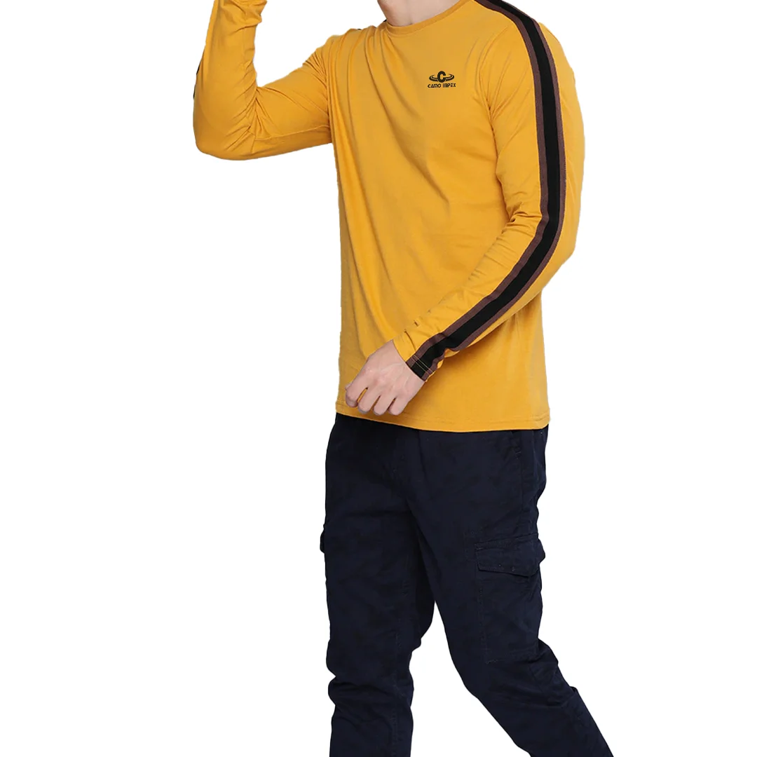 2021 Custom New Polyester Cotton Men Mustard Yellow Pure Cotton T-shirt With Custom Logo Manufactured By Camo Impex