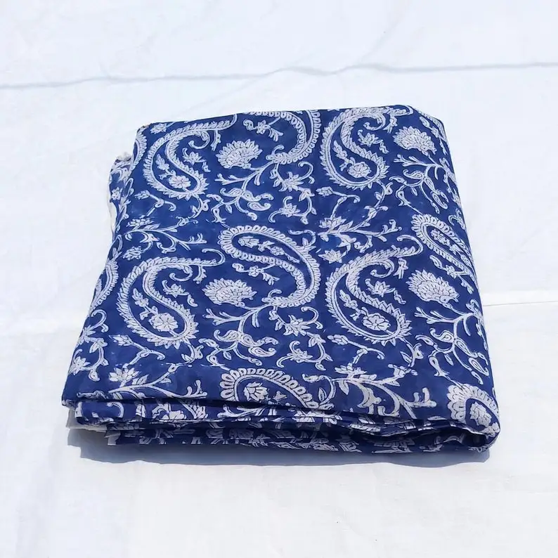 Indian Wholesale 100% Soft Cotton Hand Block Printed Women Girl Kimono Kaftan Nighty Bra Dress Designer Sanganeri Running Fabric