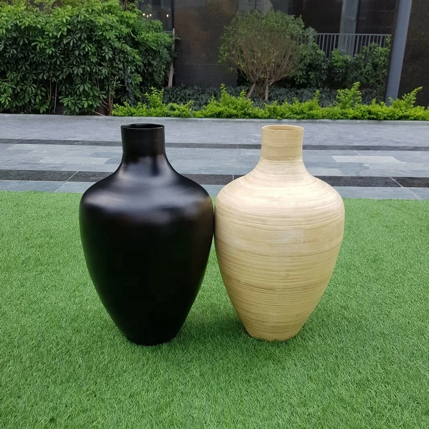 Hot selling Wholesale High Quality Unique Design Eco Friendly Spun Bamboo Vase Made in Vietnam