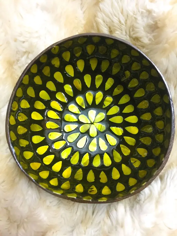 Lacquer bowl for family with decor spoon wooden spoon/ Coconut Shell bowl Wooden Bowl for family (Kaylin: WS +84817092069)