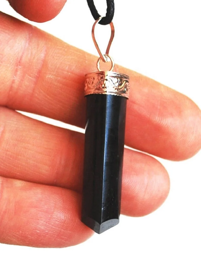 Genuine Black Obsidian Crystal Stone Necklace Pendant