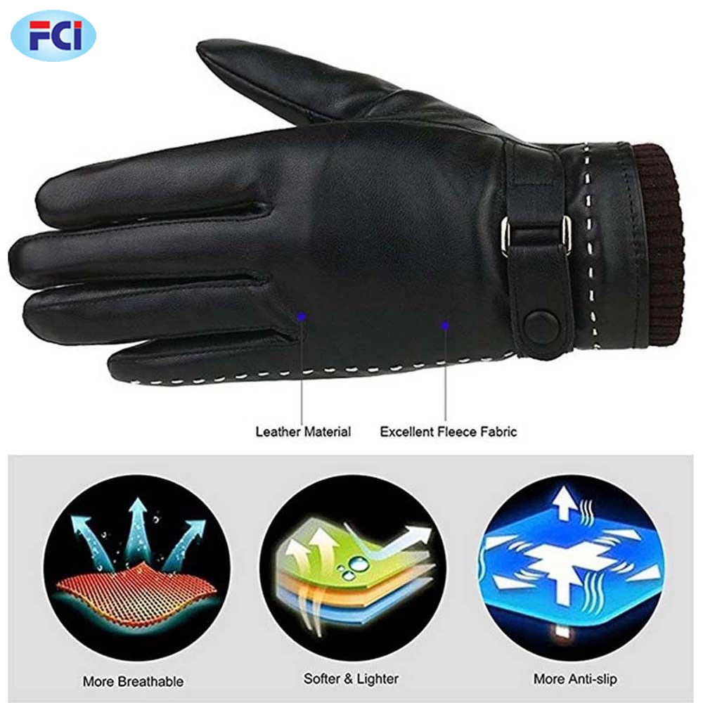 New Fashion Design Leather Gloves for Ladies Women Warm Winter Black Dressing Leather Gloves