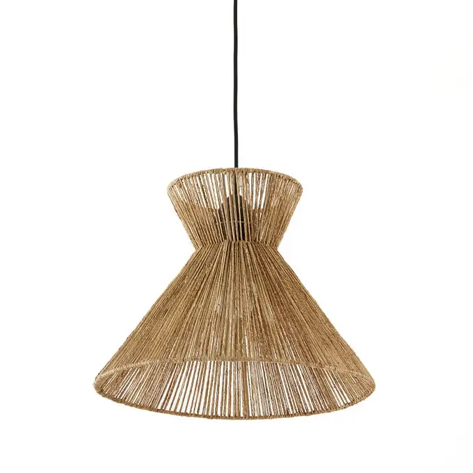 2 layers glass-hour shape seagrass chandelier hand woven lamp vintage jute pendant lights from Vietnam