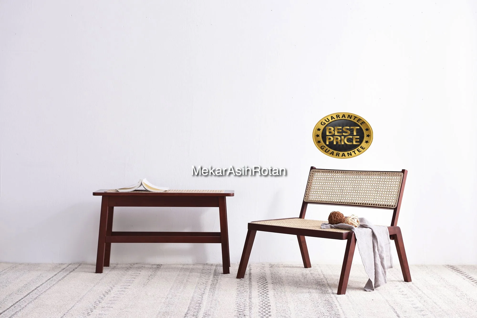 Скандинавский стиль Французский твердые деревянные дома гостиной Плетеный абажур из натурального дерева тростника обратно обеденный стол из ротанга кресло для отдыха