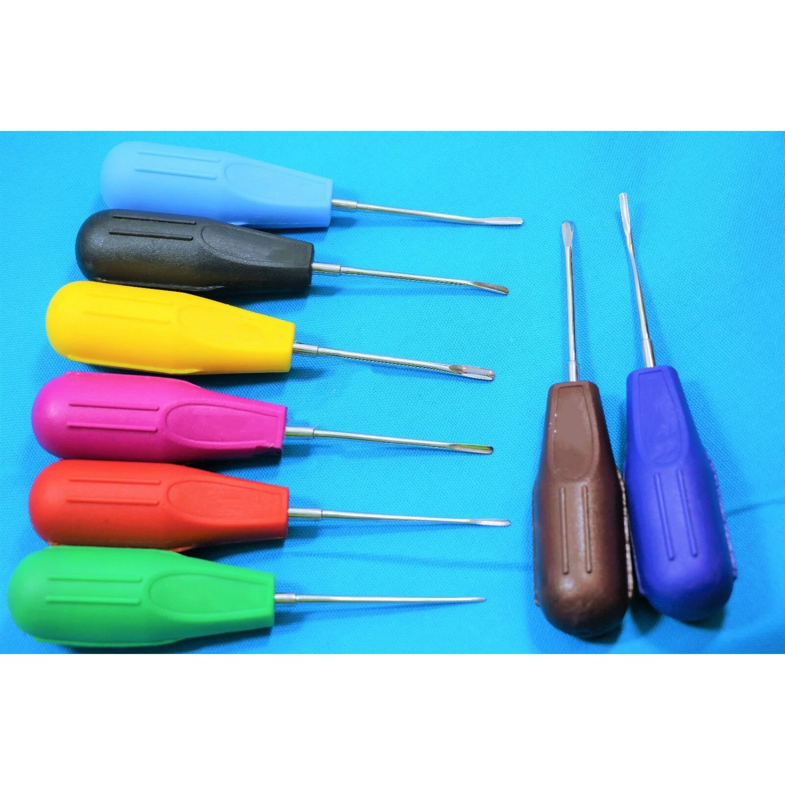 
8 Dental Luxating Elevator Tooth Extraction Tools 8 Pcs Straight Curved & Angled OBIK Surgical 