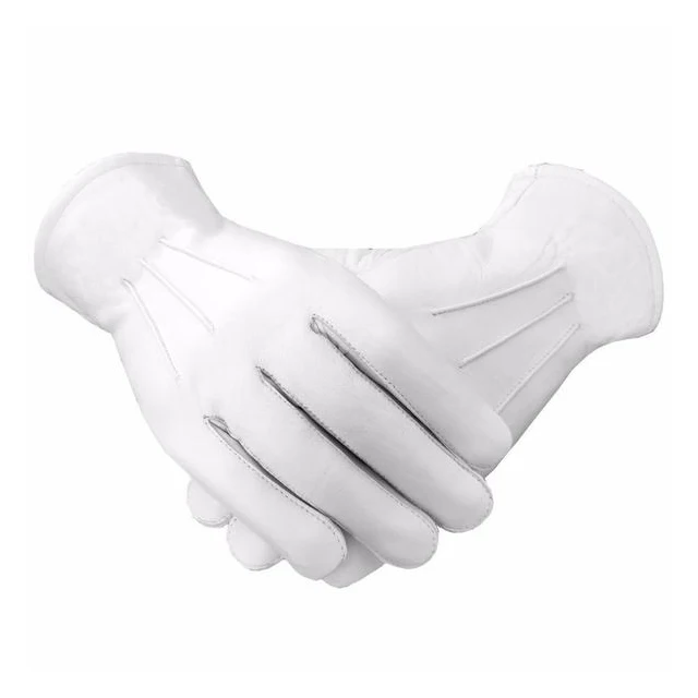 High quality and Hot sale Masonic Regalia Hands Embroidery Cotton Gloves with topest quality for men