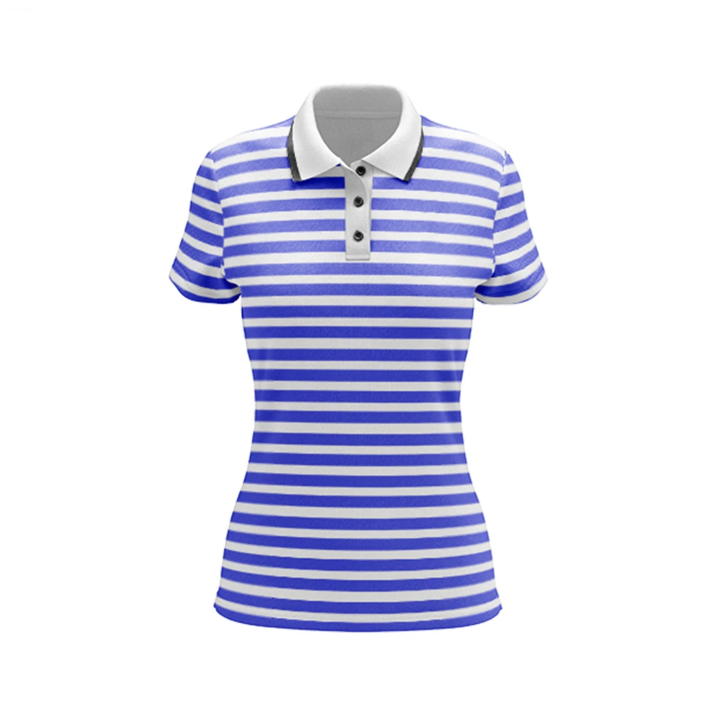 Wholesale Sportswear 100 % Cotton Women Golf Lining Striped Polo T Shirt Ladies Quick Dry Slim Fit Polo Tees