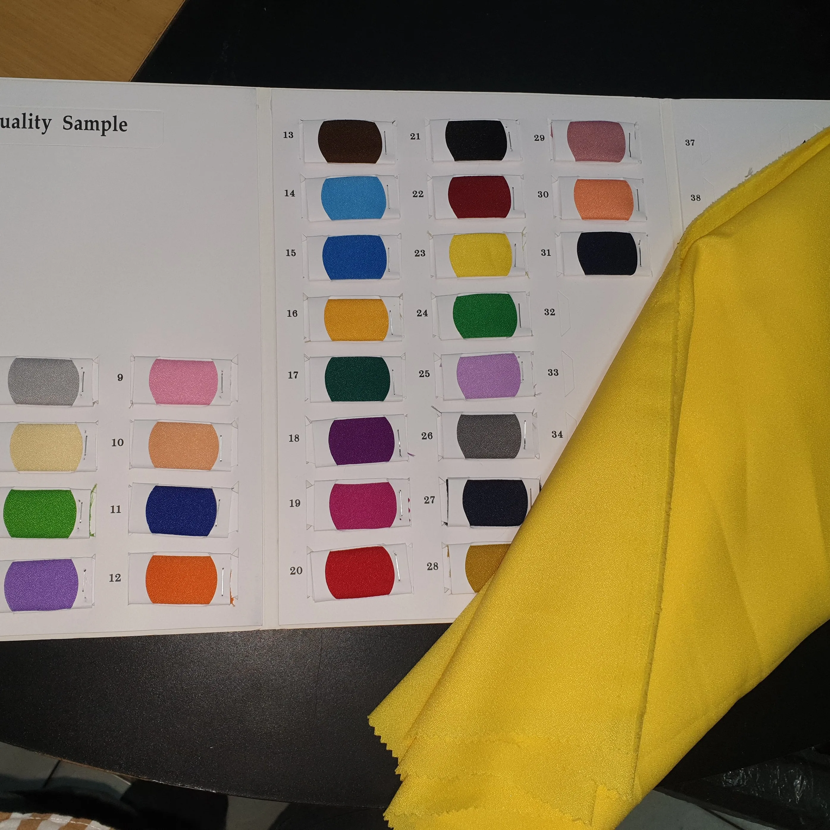 new moss crepe, polyester thai silk, cotton viscose and cotton sateen plain dyed fabric collection