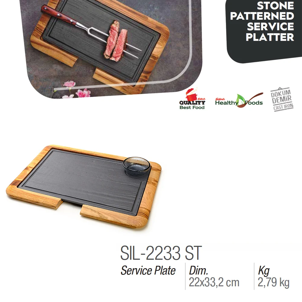 Сервисные тарелки с деревянной основой из чугуна, 22*33 см, высокое качество, Сделано в Турции