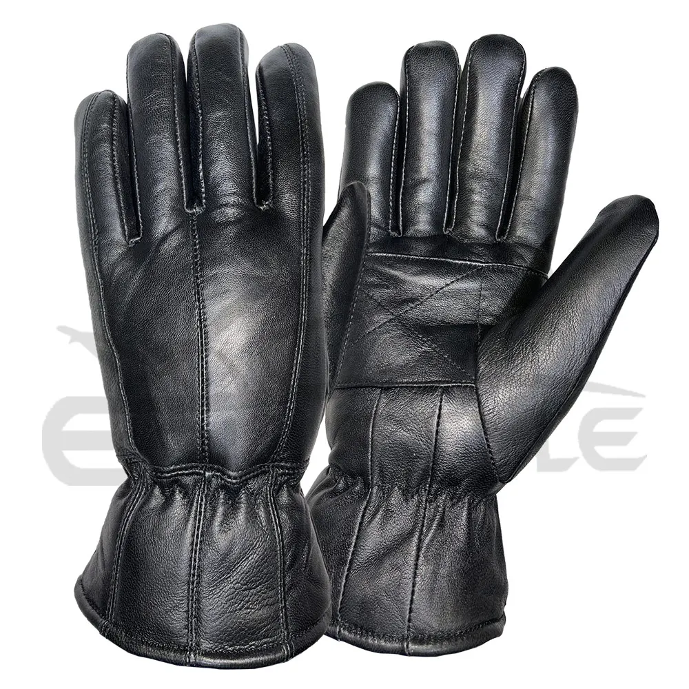 Leather Gloves For Men Luxury Fashion Black Full Finger Customized Design Large Size Well Fitted Warm Winter Gloves in Pakistan