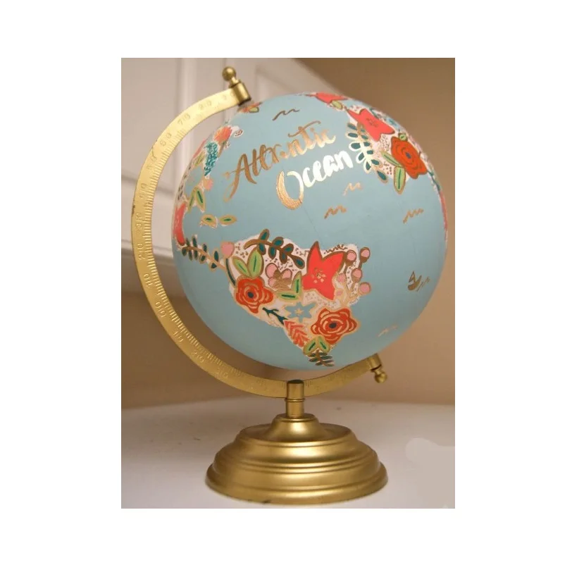 World Map Brass Plated Globe