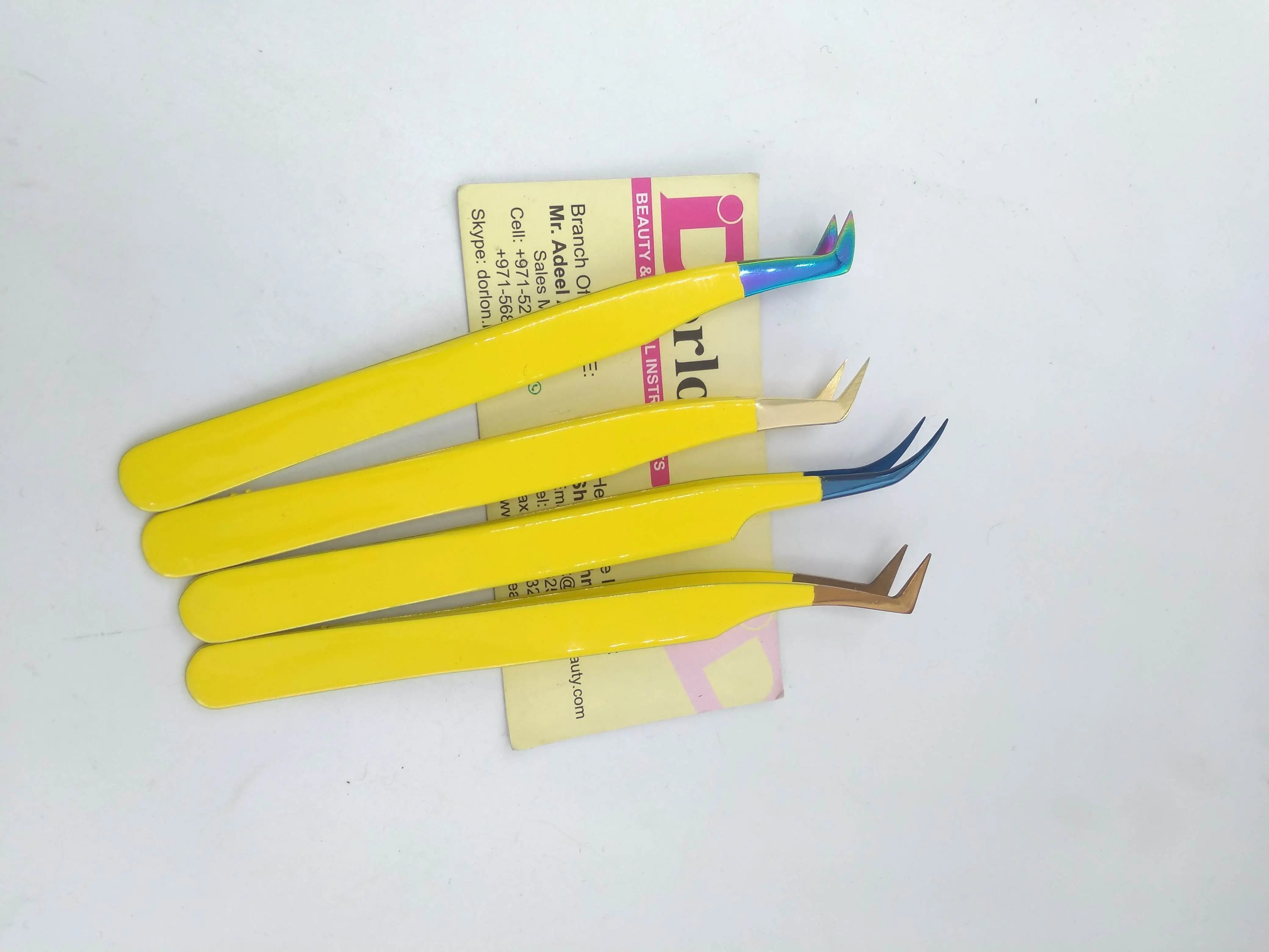 Пинцет для наращивания ресниц желтого цвета с плазменными насадками оптовая продажа Лучший увеличения объема