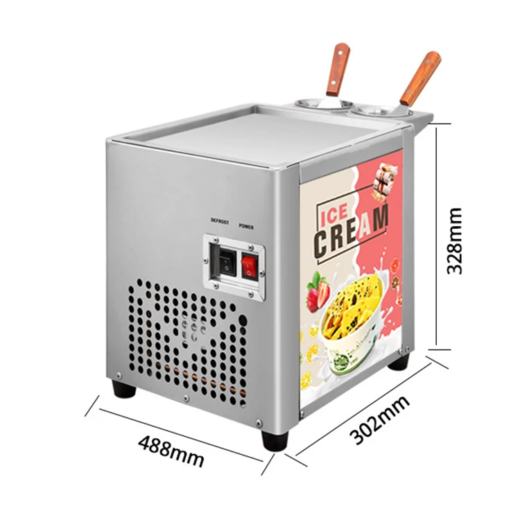 mini portable commercial home small single pan stainless steel stir table top tiny yogurt fried maker ice cream rolls machine