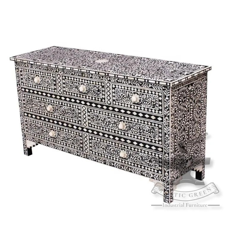 Large Bone Inlay Chest of Drawer with Multiple
