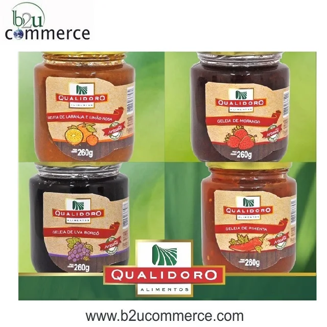 
70% Fruit Pineapple Jam with Pepper Qualidoro - Multiple Flavors Concentrated Jam Best Seller Delicious 