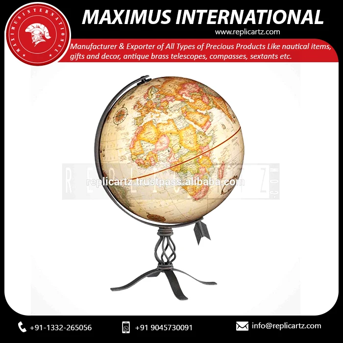 World Globe with Metal Stand Perfect for Decoration Earth Geography Educational  Kids Adults School Home Office