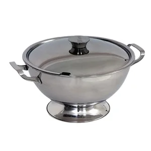 Stainless Steel Metal Serving Bowl Soup Tureen Pot With Lid