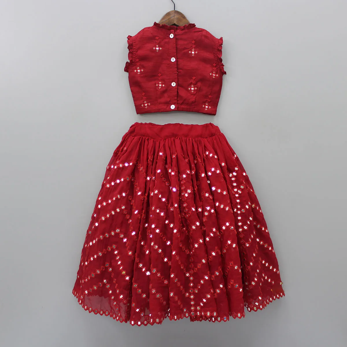 Gorgeous Indian Clothing Ethnic Wear Beaded Top Faux Mirror Work Organza Girls Kids Wear Lehenga Dupatta  Party Special Latest