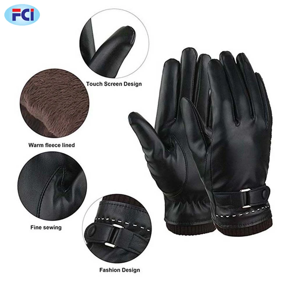 New Fashion Design Leather Gloves for Ladies Women Warm Winter Black Dressing Leather Gloves