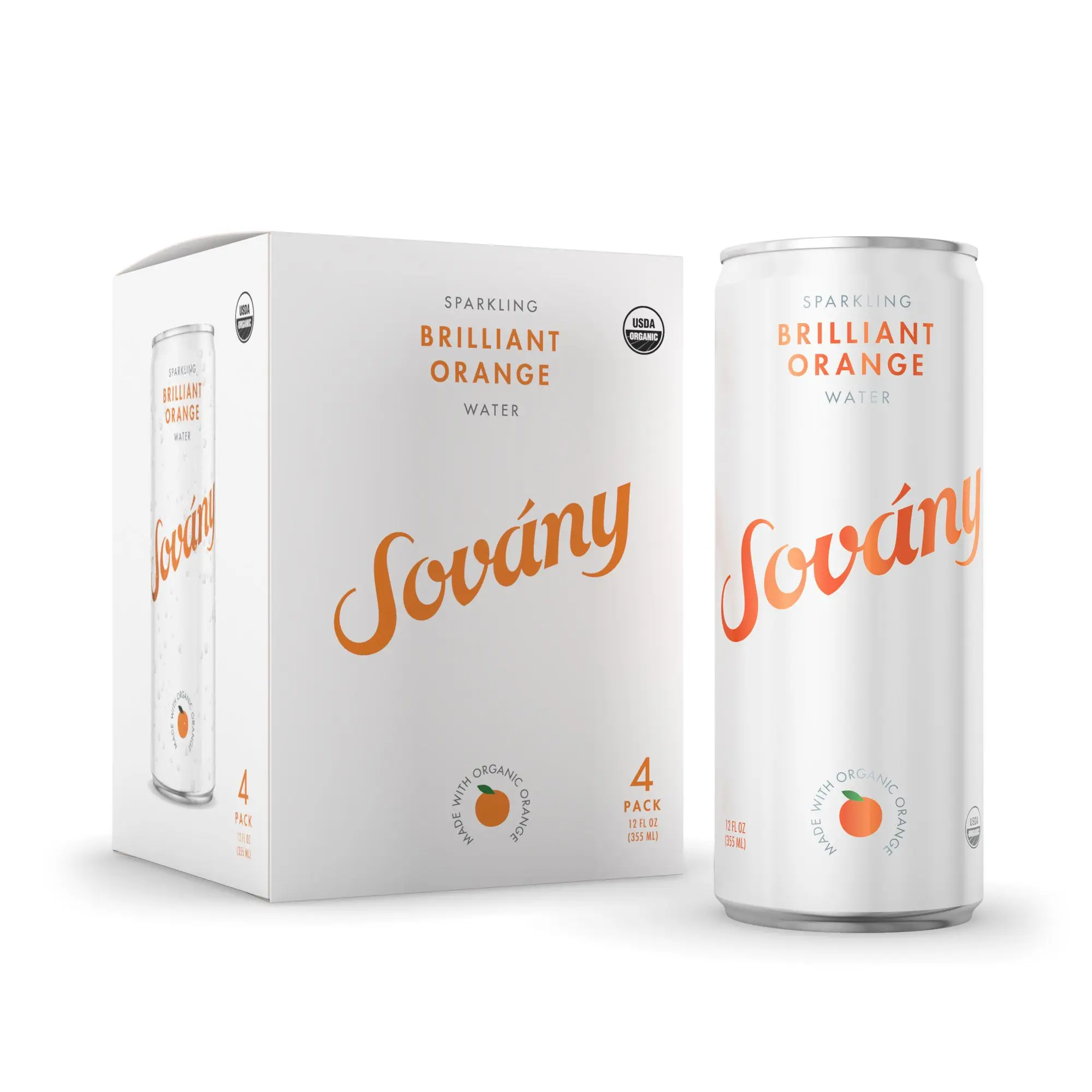 
Made in USA Sovany Brilliant Orange, Sparkling Water USDA Organic Vegan, Non-GMO 