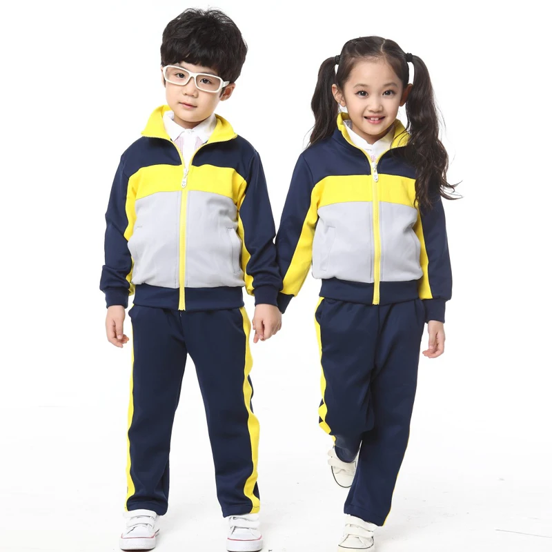 Kids girls school sports uniform OEM Spring and Autumn Children school uniform primary school clothes Sports meeting uniform set