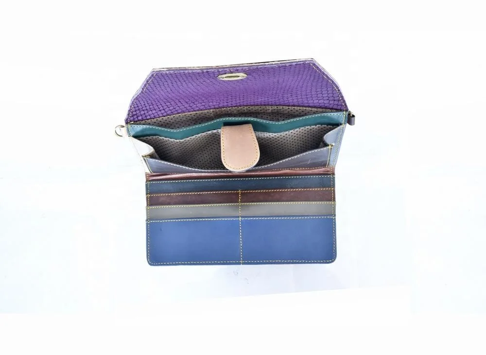 Genuine Leather Hair On Leather Women Wallets Purse With Strap Handmade Western Style Hand Clutch Wallets