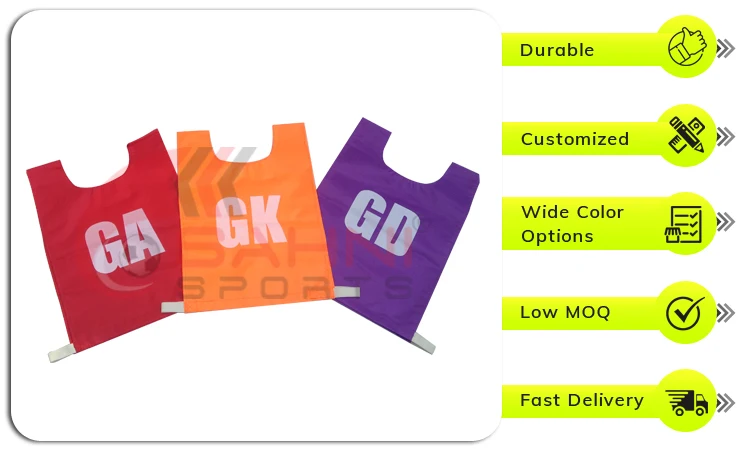 Contract Manufacturing Wholesale Front & Back Printed Netball Bibs Set from India