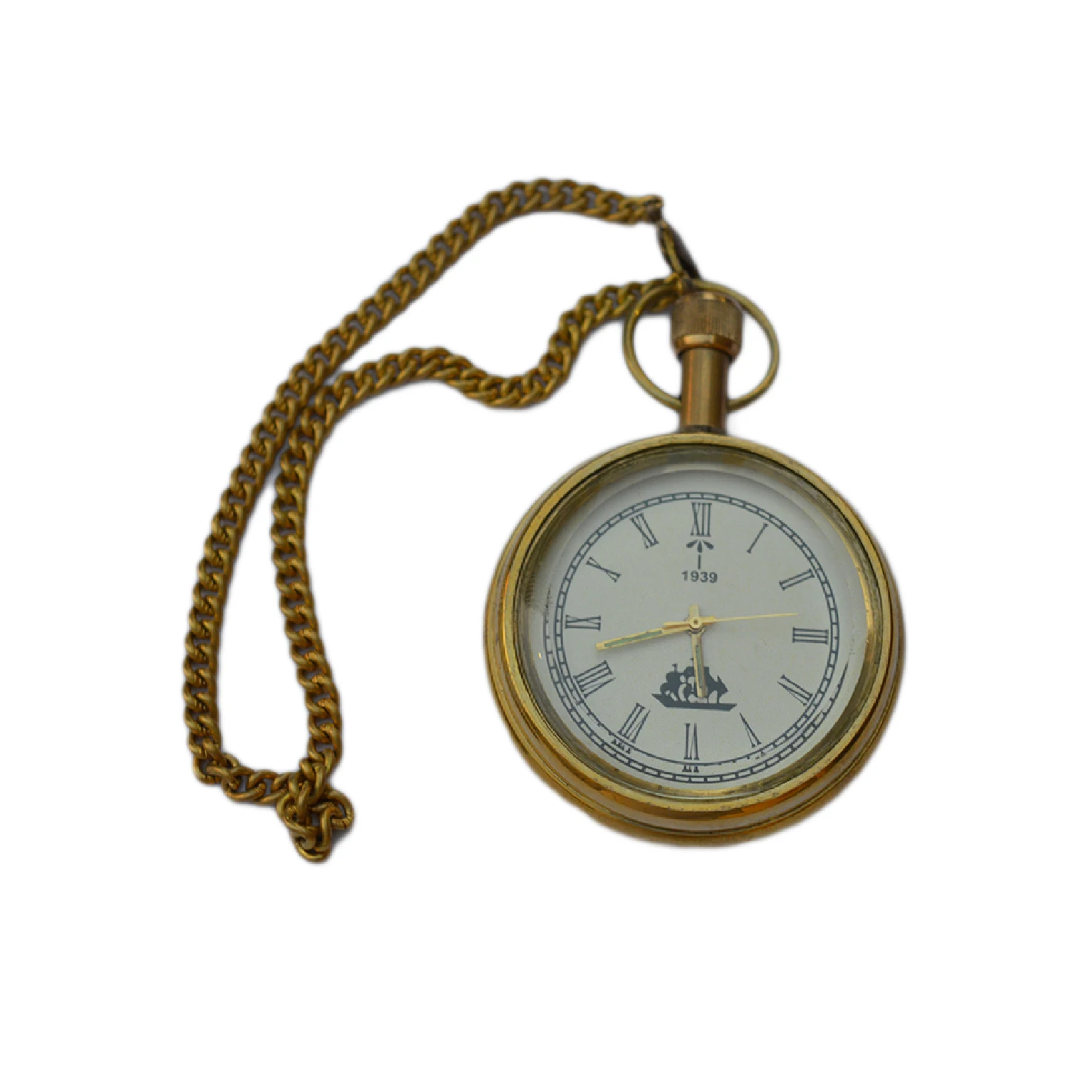 Modern Design Pocket Watch With Shiny Polished Finishing Design Timepiece Pendant Watch Decor Brass Metal Products