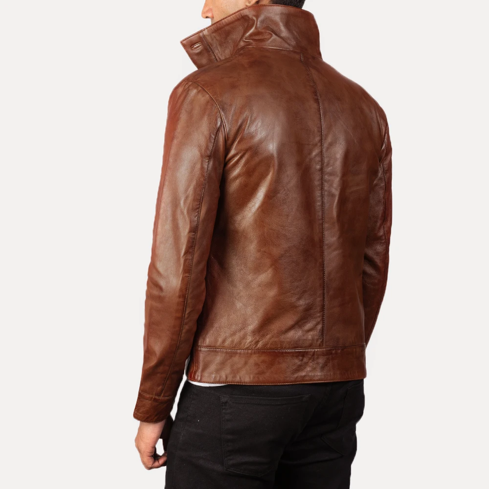 Columbus Brown Leather Bomber Jacket made by Genuine Cowhide for mens  women kids sheep Leather jacket cow leather jacket Goat