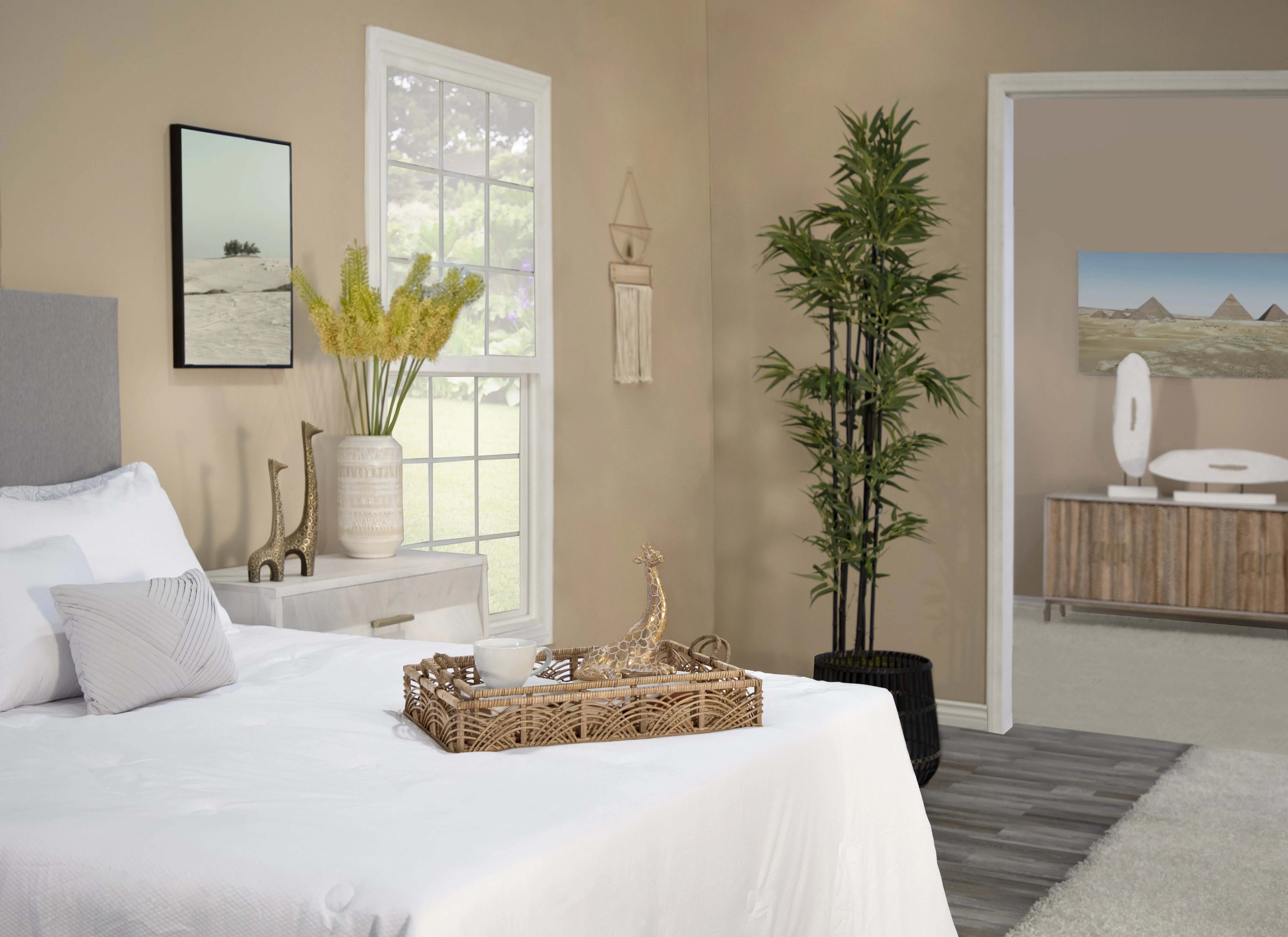 Sagebrook Home Ceramic 14 Inch Tribal Look Vase Beige Color High Quality