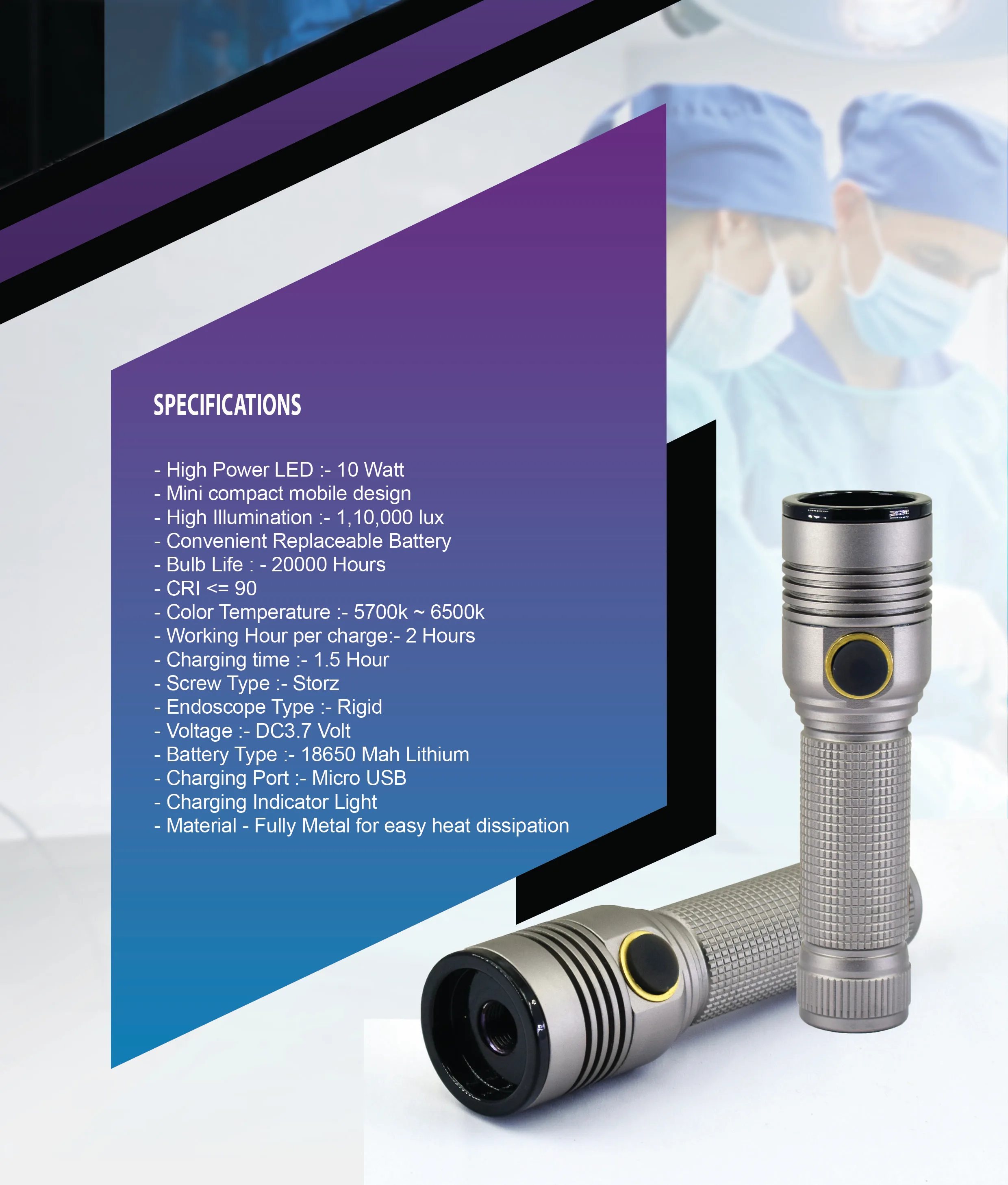 Portable Endoscopy Camera with In-Built Cold LED Light Source 2in1 USB HD Rigid Endoscope ENT unit