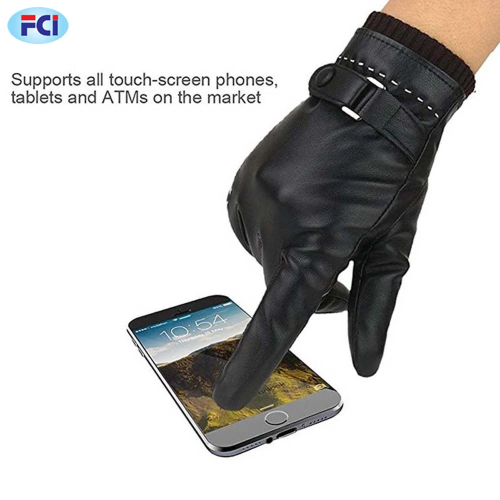 New Fashion Design Leather Gloves for Ladies Women Warm Winter Black Dressing Leather Gloves