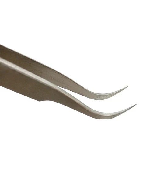 Eyelash Extension Tweezers Curved Tip Custom Logo Silver High Quality Stainless Steel Lash Tweezer Wholesale Private Label